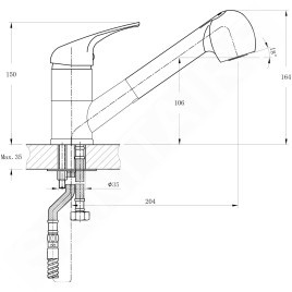 Bruckner Hoffer - Mitigeur d'évier avec douchette extractible, chrome 424.070.1