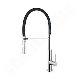 Novaservis Ferro - Mitigeur d'évier avec bras flexible et douchette, noir/chrome BLE4B
