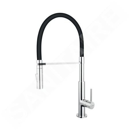 Novaservis Ferro - Mitigeur d'évier avec bras flexible et douchette, noir/chrome BLE4B