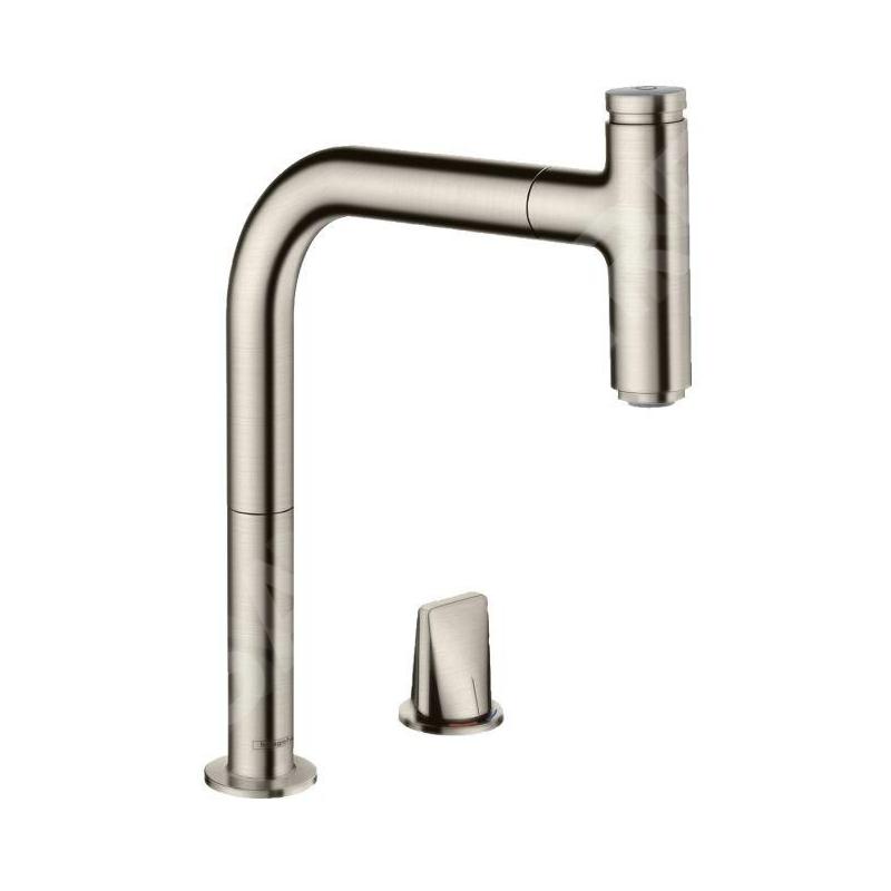 Hansgrohe M71 - Robinet de cuisine M7119-H200 2 trous avec douchette extractible, sBox, finition inox 73804800