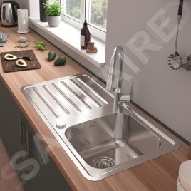 Hansgrohe Éviers - Évier encastré S4113-F340 avec égouttoir et garniture de vidage automatique, inox 43337800