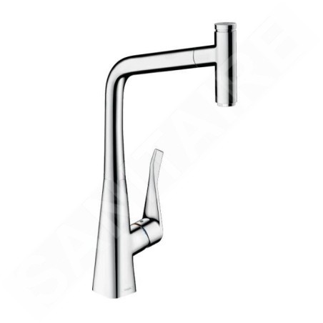 Hansgrohe M71 - Mitigeur d'évier Metris Select avec bec extractible, sBox, EcoSmart, chrome 73807000