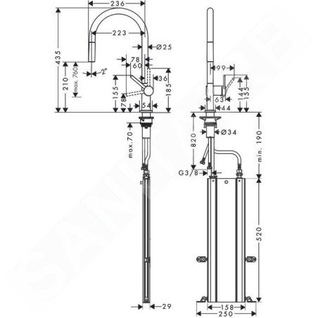 Hansgrohe M54 - Mitigeur d’évier Talis avec manchon de fermeture extractible, sBox, noir mat 72803670