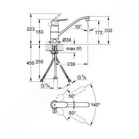 Grohe Eurosmart Cosmopolitan - Mitigeur d’évier, chrome 31161000