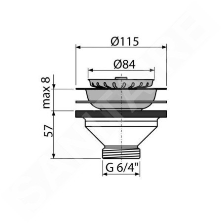 Alcadrain Accessoires - Sortie d'évier 6/4", grille en acier inoxydable A37