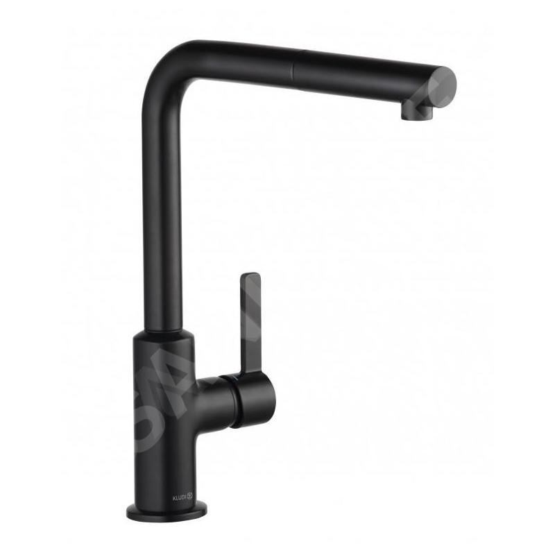 Kludi L-ine S - Mitigeur d'évier avec bec extractible, noir mat 408513975
