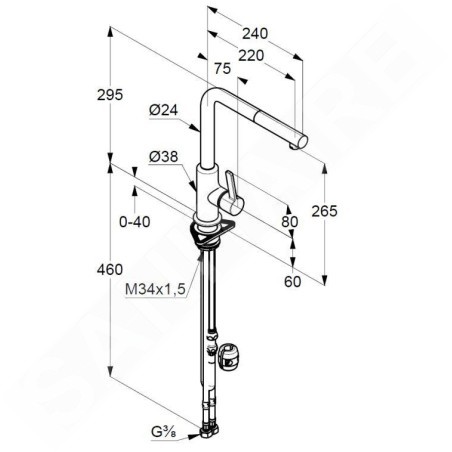 Kludi L-ine S - Mitigeur d'évier avec bec extractible, noir mat 408513975