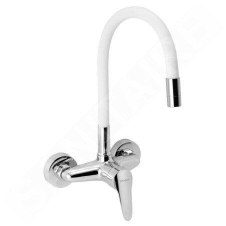Novaservis Titania Iris New - Robinet d’évier avec bras flexible, blanc/chrome 94480,0B
