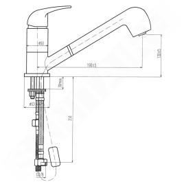 Alveus Robinetterie - Mitigeur d'évier Oaza, avec douchette extractible, chrome 1091078
