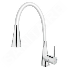 Novaservis Ferro - Mitigeur d'évier avec bras flexible et douchette, blanc / chrome 70720,0B