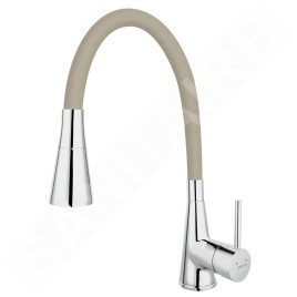 Novaservis Ferro - Mitigeur d'évier avec bras flexible et douchette, beige / chrome 70720,0BE