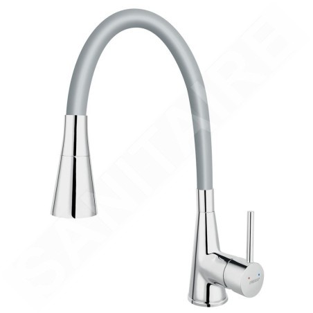 Novaservis Ferro - Mitigeur d'évier avec bras flexible et douchette, gris/ chrome 70720,0S