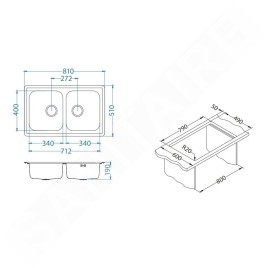 Alveus Elegant - Évier 810x510 mm, inox 1009383