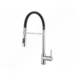 Alveus Robinetterie - Mitigeur d'évier avec bras flexible et douchette extractible, chrome / noir 1132184