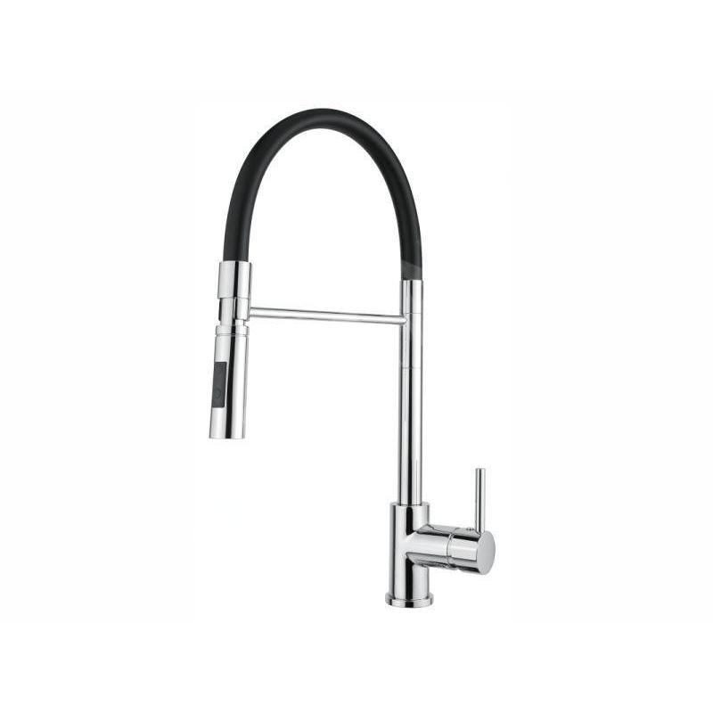 Alveus Robinetterie - Mitigeur d'évier avec bras flexible et douchette extractible, chrome / noir 1132184