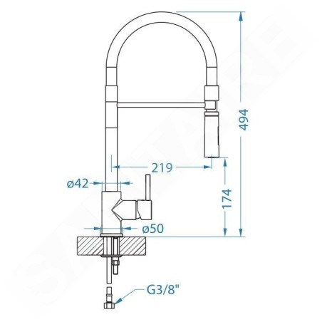 Alveus Robinetterie - Mitigeur d'évier avec bras flexible et douchette extractible, chrome / noir 1132184