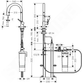 Hansgrohe Aqittura M91 - Mitigeur d'évier avec bec extractible et filtration, sBox, noir mat 76800670