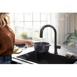 Hansgrohe Aqittura M91 - Mitigeur d'évier avec bec extractible et filtration, noir mat 76803670