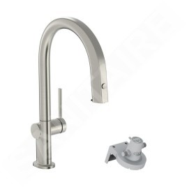 Hansgrohe Aqittura M91 - Mitigeur d'évier avec bec extractible et filtration, sBox, simili inox 76826800