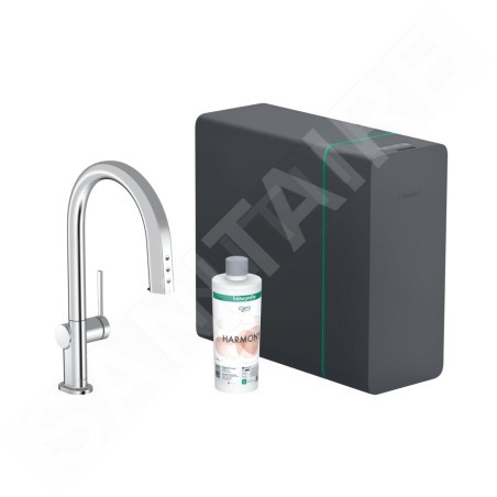 Hansgrohe Aqittura M91 - Mitigeur d'évier avec bec extractible, SodaSystem, sBox, chrome 76836000