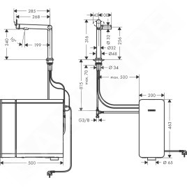Hansgrohe Aqittura M91 - Mitigeur d´évier, SodaSystem, sBox, simili inox 76837800