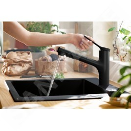 Hansgrohe Zesis M33 - Mitigeur d'évier avec douchette extractible, noir mat 74820670