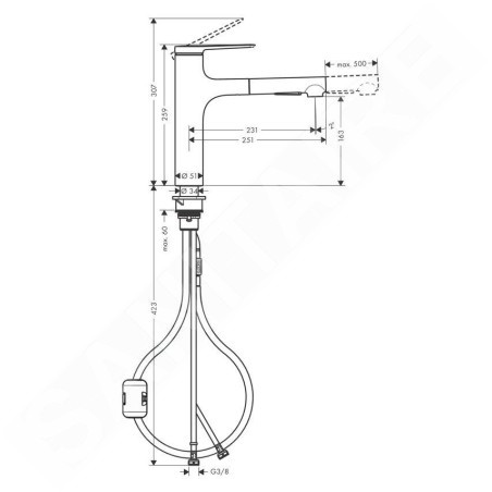 Hansgrohe Zesis M33 - Mitigeur d’évier avec douchette extractible, aspect inox 74822800