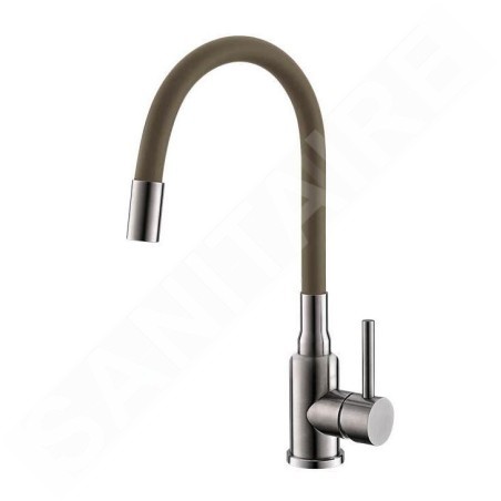 Alveus Mintas - Mitigeur d’évier avec bec flexible, inox brossé / beige 1144429