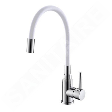Alveus Mintas - Mitigeur d’évier avec bras flexible, chrome/blanc 1148425