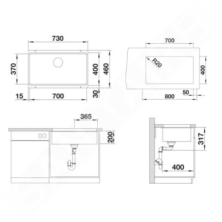 Blanco Etagon 700 - Évier en silgranit 70x40 mm, avec accessoires, anthracite 527765