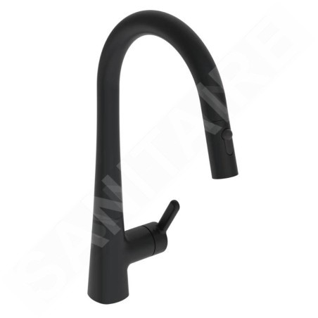 Hansa Designo - Mitigeur d’évier avec douchette extractible, noir mat 5136228333