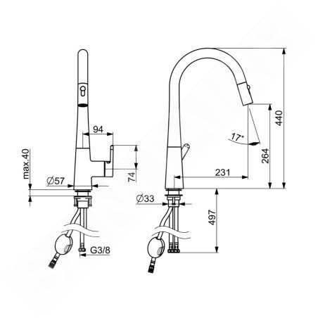 Hansa Designo - Mitigeur d’évier avec douchette extractible, noir mat 5136228333