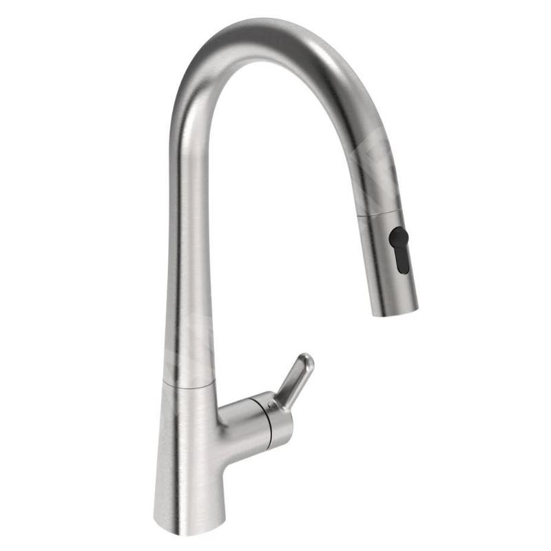 Hansa Designo - Mitigeur d'évier avec douchette extractible, acier brossé 5136228380