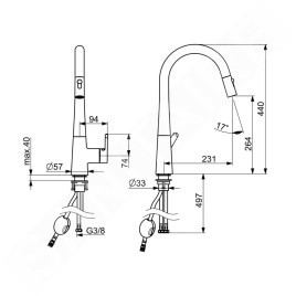 Hansa Designo - Mitigeur d'évier avec douchette extractible, acier brossé 5136228380