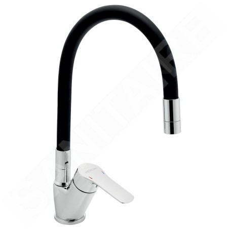 Novaservis Metalia 54 - Mitigeur d’évier avec bras flexible, chrome/noir 54014F,0C