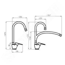 Novaservis Metalia 54 - Mitigeur d’évier avec bras flexible, chrome/noir 54014F,0C
