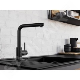 Blanco Mila S - Mitigeur d'évier avec bec extractible, noir mat 526660