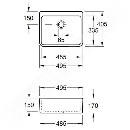 Villeroy & Boch O.novo - Évier en céramique à poser , 495x405 mm, blanc alpin 63210001