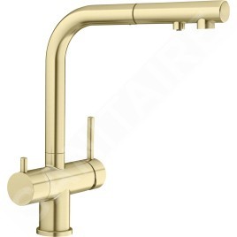 Blanco Fontas S II - Mitigeur d'évier avec bec extractible et fonction filtrante, or satiné 526694