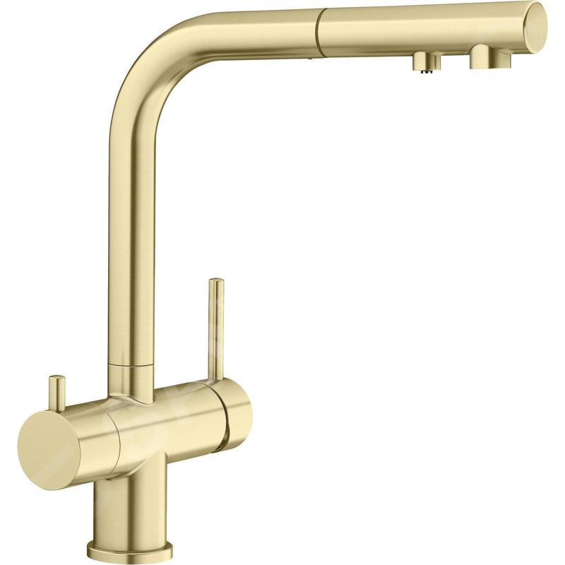 Blanco Fontas S II - Mitigeur d'évier avec bec extractible et fonction filtrante, or satiné 526694