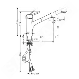 Hansgrohe Talis M52 - Mitigeur d’évier avec douchette extractible, chrome 32841000