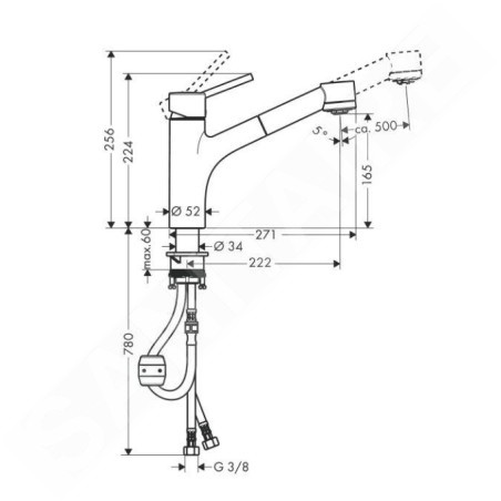 Hansgrohe Talis M52 - Mitigeur d’évier avec douchette extractible, chrome 32841000
