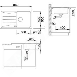Blanco Sona 5 - Évier en Silgranit, 860x500 mm, anthracite 519671