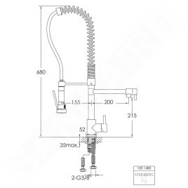 Steinberg 100 - Mitigeur d'évier avec bras et une douche flexibles, chrome 100 1480