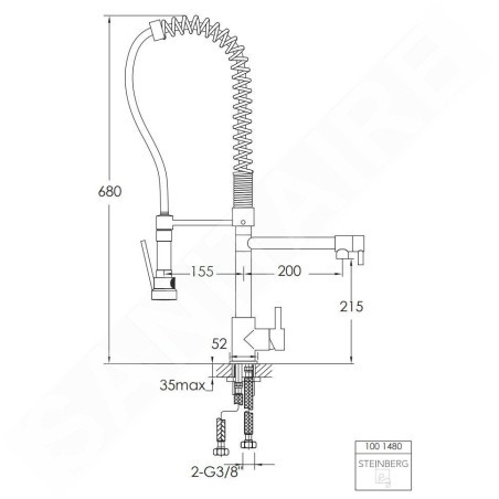 Steinberg 100 - Mitigeur d'évier avec bras et une douche flexibles, chrome 100 1480