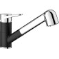 Blanco Wega S - Mitigeur d'évier avec douchette extractible, noir / chrome 526428