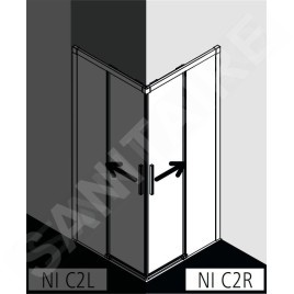 Kermi NICA - Porte de douche C2R, 83x200 cm, droite, argent brillant/verre transparent NIC2R08320VPK
