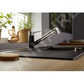Blanco Wega S - Mitigeur d'évier avec douchette extractible, noir / chrome 526428