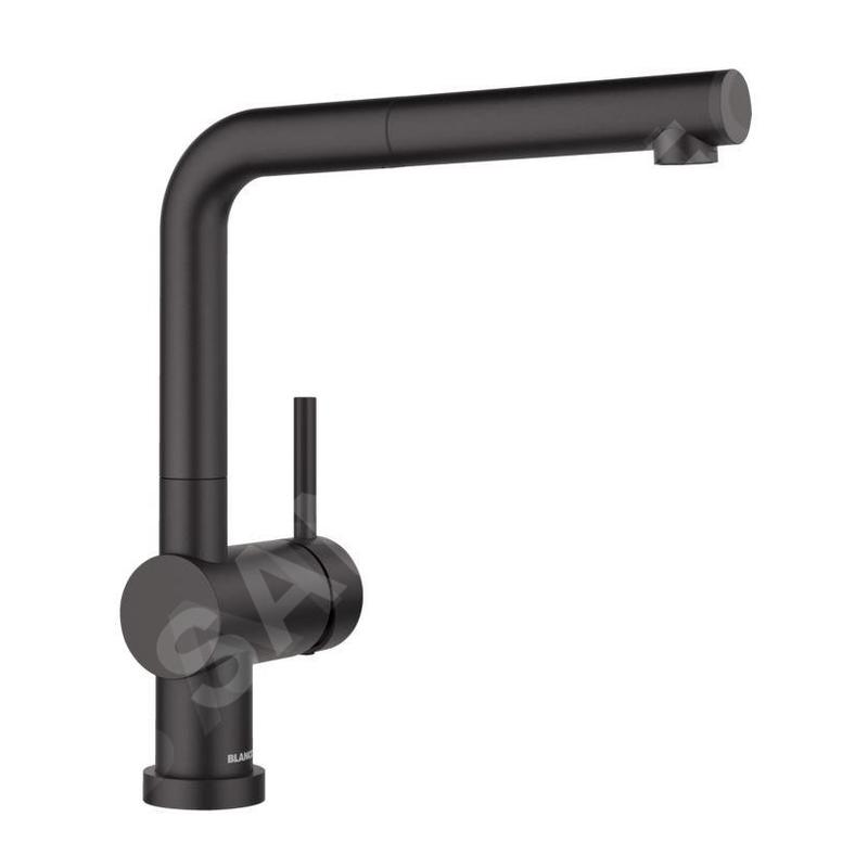 Blanco Linus S-F - Mitigeur d’évier avec bec extractible, rabattable sous la fenêtre, noir mat 527523