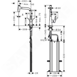 Hansgrohe M71 - Mitigeur d'évier M7117-H240 avec douchette extractible, sBox, chrome 73817000